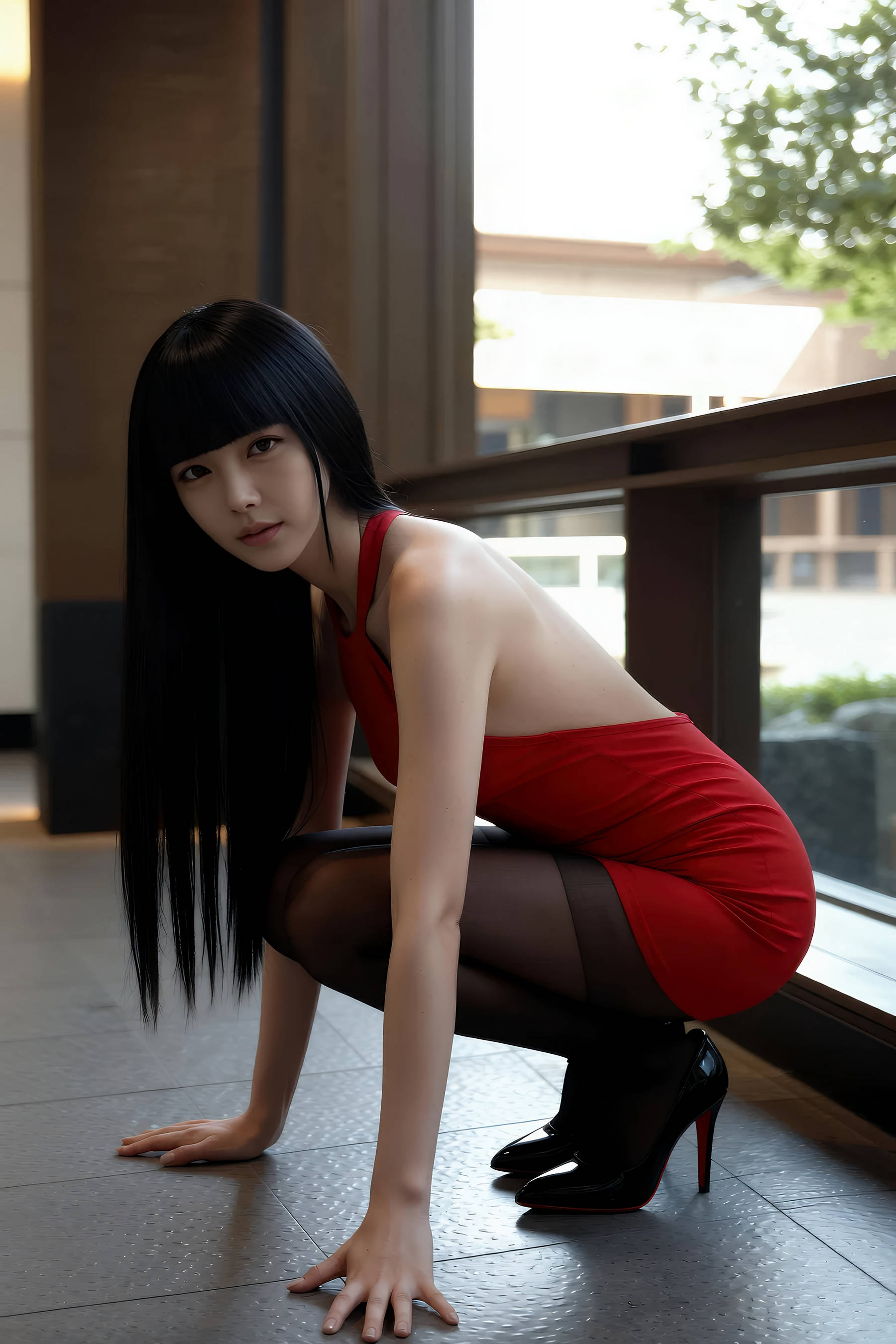 [AiGirl] 伍格格 黑丝红裙 [77P]
