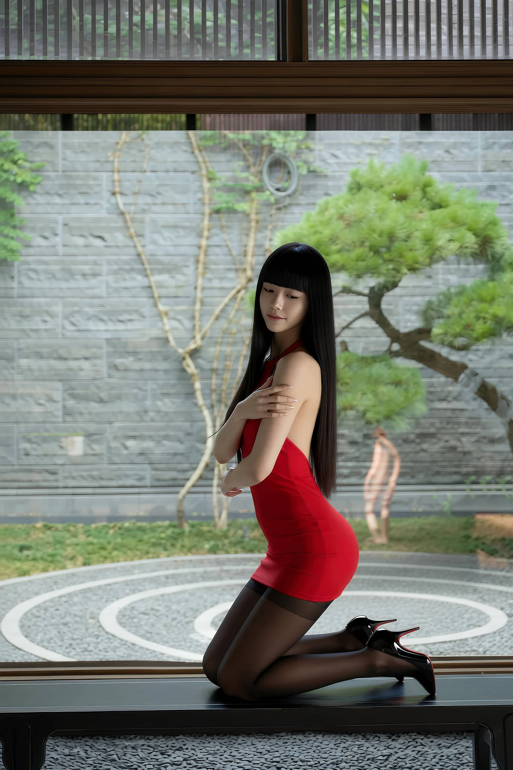 [AiGirl] 伍格格 黑丝红裙 [77P]